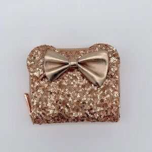 Loungefly Disney Rose‎ Gold Sequined Minnie Mouse Wallet with Ears